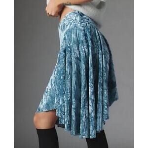 Urban Outfitters Silence + Noise Crushed Velvet Blue Mini Skirt Women Sz S NWT